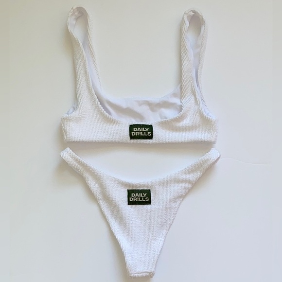 Daily Drills Wavy Bikini Top and Bottom Set in White - Picture 5 of 10